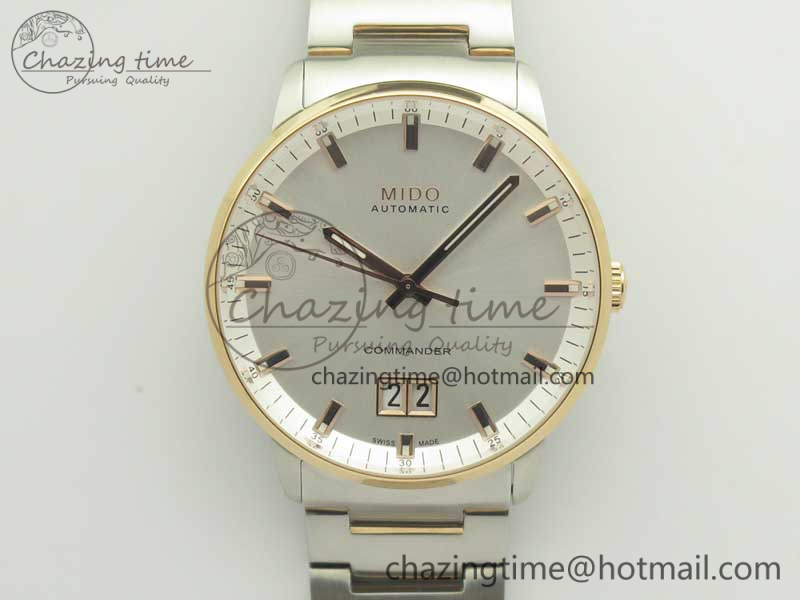 Commander Big Date SS-RG OXF White Dial on SS-RG Bracelet A2824